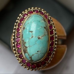 Bora Turquoise and Garnet Ring